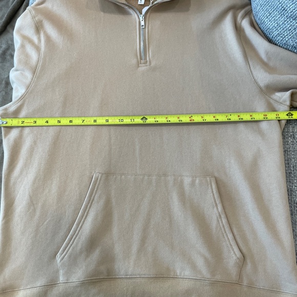Men’s 1/4 Zipper Pullover Sweater Large Tan Front Pocket Collar Sweatshirt New - Picture 7 of 13